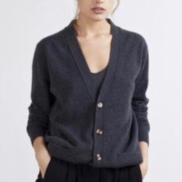 Everlane Sweaters - Everlane Oversized Charcoal Cashmere Cardigan Sm